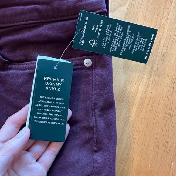 NWT - Lauren Ralph Lauren Red Wash Piper Skinny Ankle Pants - Picture 3 of 12
